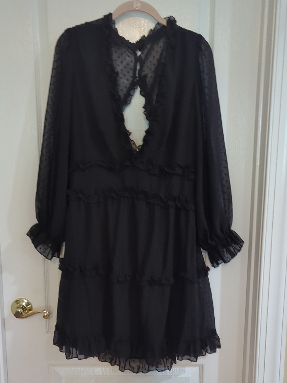 Black Ruffle Tiered Long-Sleeve Dress XL